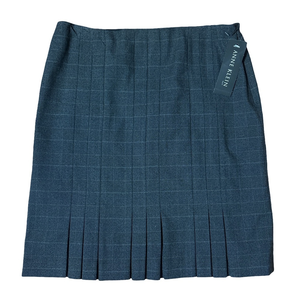 Anne Klein Teal A Line Pleated Skirt Suit